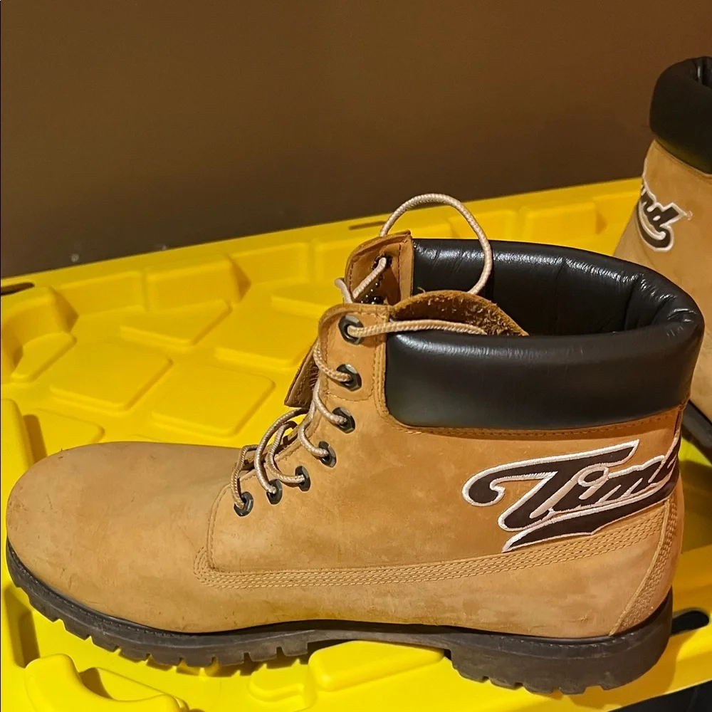 Timberland Men’s Tan Nubuck Padded Collar Lace-Up Boots Sz 15 - Picture 9 of 16